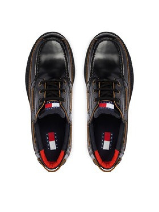 Tommy Jeans Półbuty Archive '01 Boat Shoe Lthr EM0EM01705 Czarny