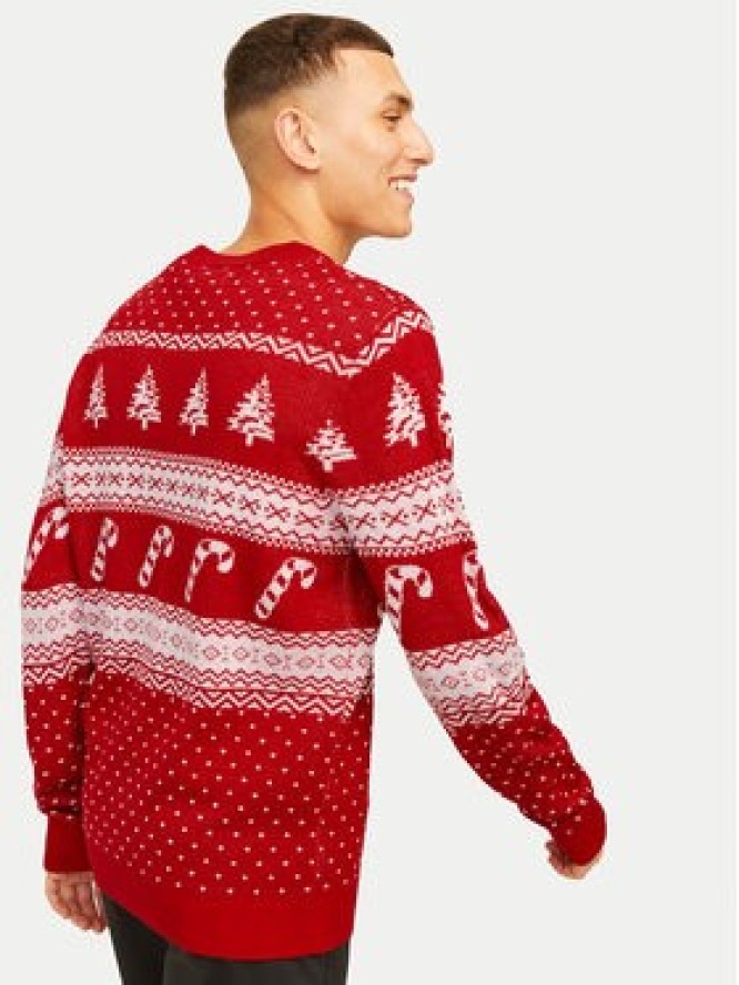 Jack & Jones Sweter Xmas Gabriel 12266118 Czerwony Regular Fit