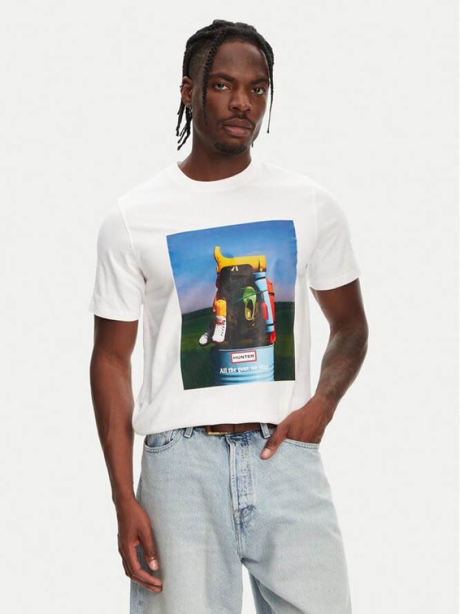 Hunter T-Shirt Brodie Graphic HARM0036251 Biały Regular Fit