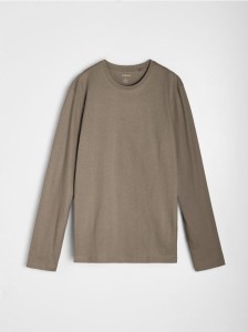 Bawełniana koszulka z długimi rękawami - brązowy