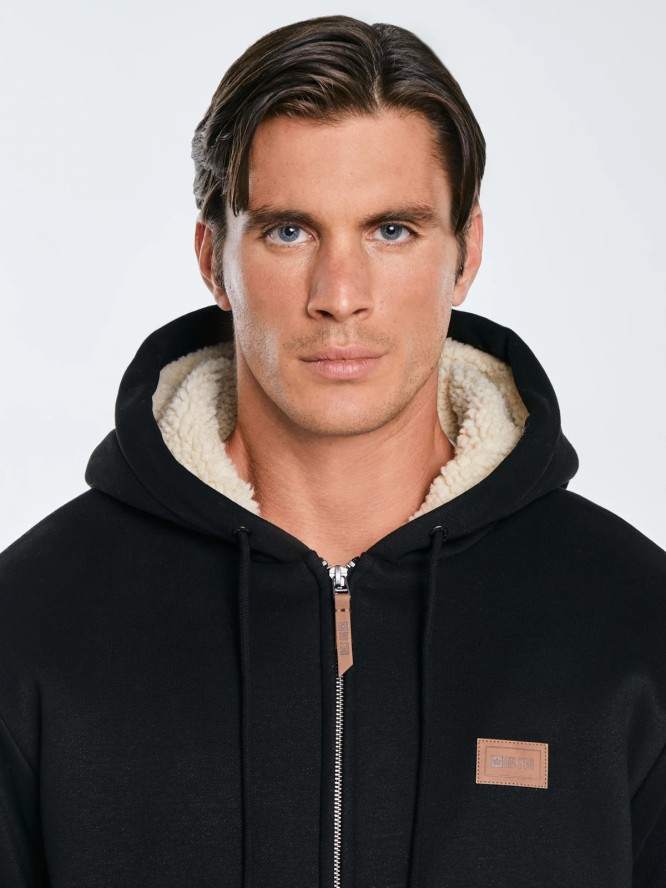 Bluza męska ocieplana barankiem czarna Milar 906