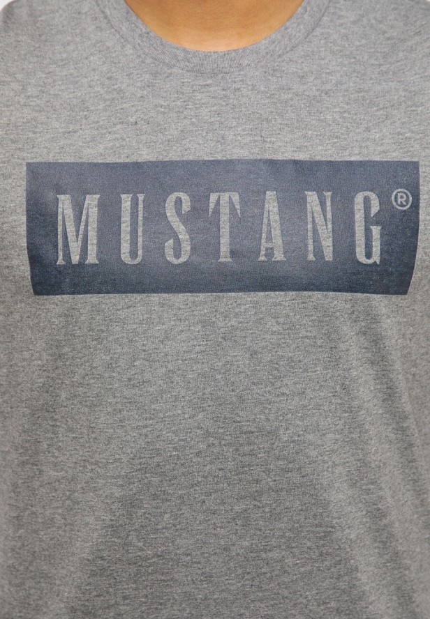 MUSTANG STYLE ALEX C LOGO TEE MĘSKI T-SHIRT KOSZULKA NADRUK MID GREY MELANGE 1013223 4140