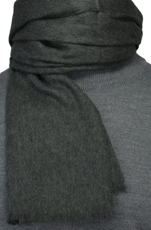 Szalik Miękki, Popielaty Gładki, Jednokolorowy, Firmy V.Fraas -Cashmink- Elegancki, Męski