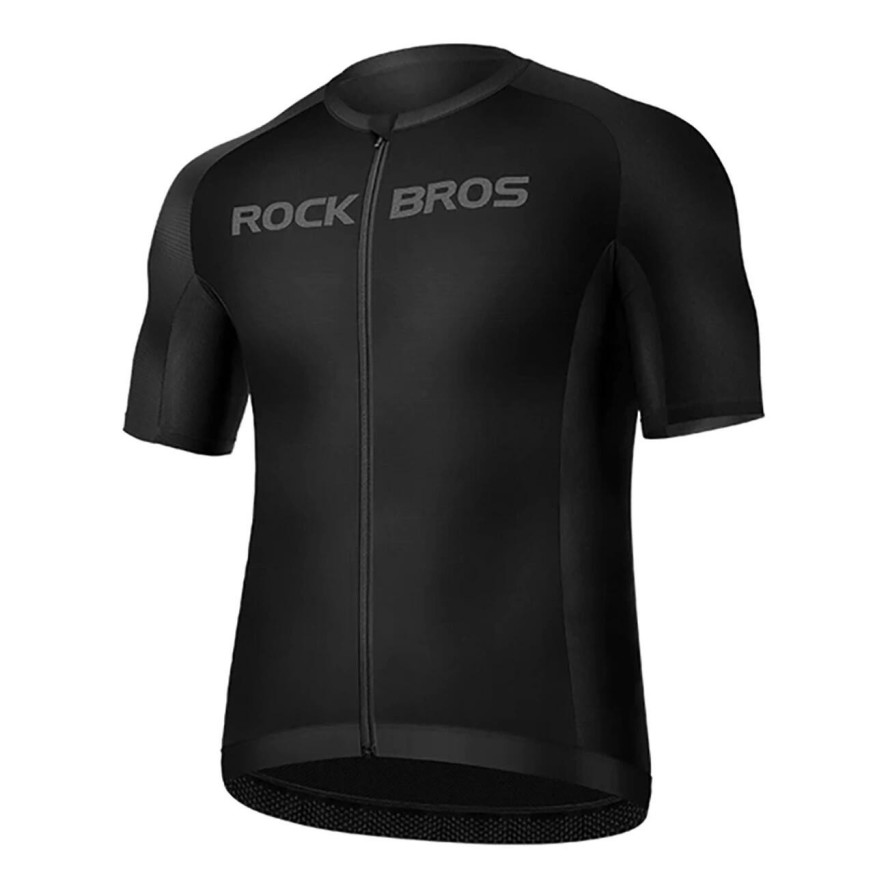 Czarna koszulka rowerowa z krótkim rękawem Rockbros