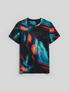 4F T-shirt regular z nadrukiem męski - multikolor M