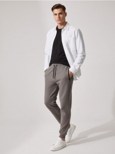 Strukturalne spodnie regular fit - szary
