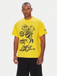 Puma T-Shirt CWC Hoops x Man City 631696 Żółty Regular Fit