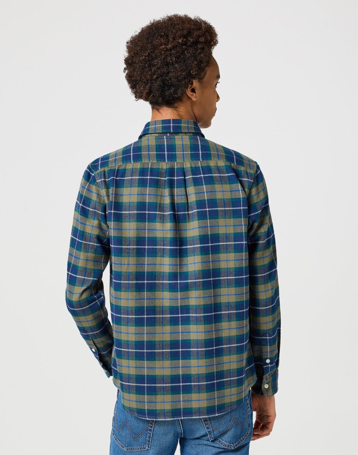 WRANGLER MĘSKA KOSZULA 1 PKT FLANNEL SHIRT DUSTY OLIVE 112356769 W564017359