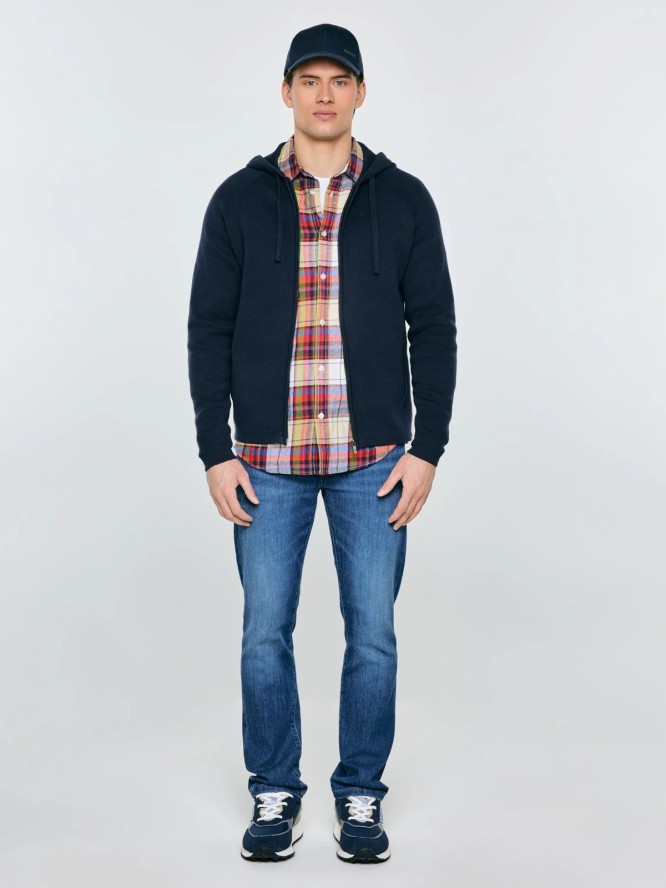 Sneakersy męskie ze skóry naturalnej granatowe RR174373 403