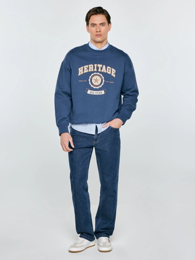 Bluza męska oversize z nadrukiem niebieska Leonar 402