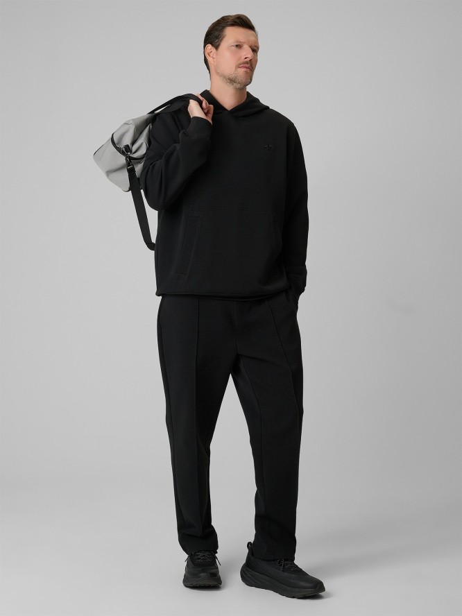 4F Bluza dresowa regular z kapturem męska - czarna L