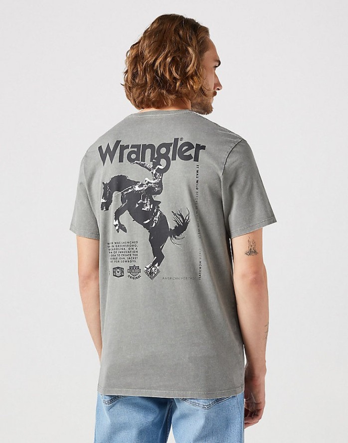 WRANGLER GRAPHIC TEE MĘSKA KOSZULKA T-SHIRT GUN METAL 112351232 W7CA018218