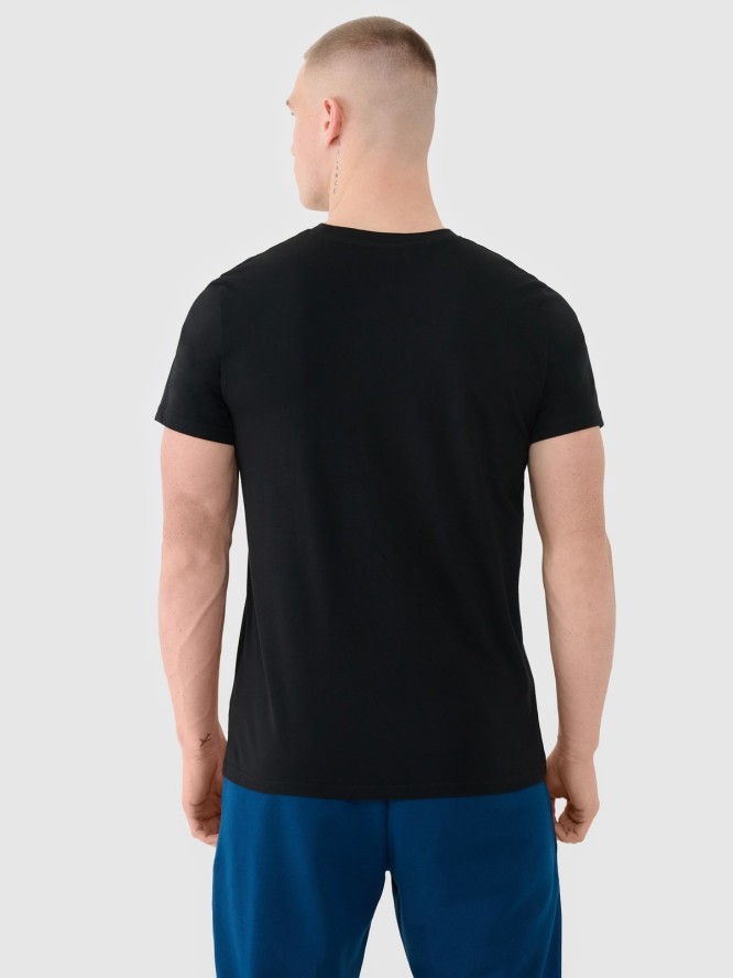 4F T-shirt regular gładki męski - czarny S