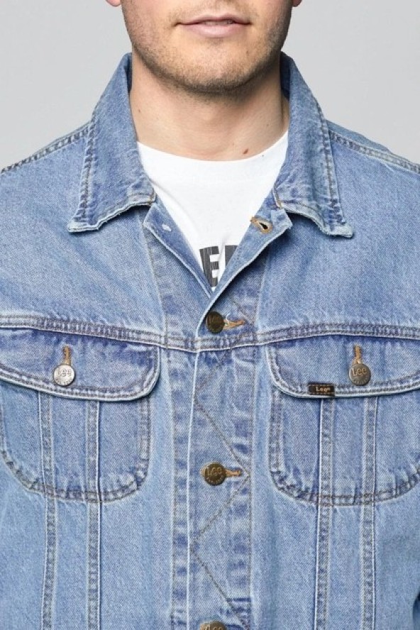 LEE RIDER JACKET SUPER MĘSKA KURTKA JEANSOWA STONEWASH L89ZRDVA 112124041