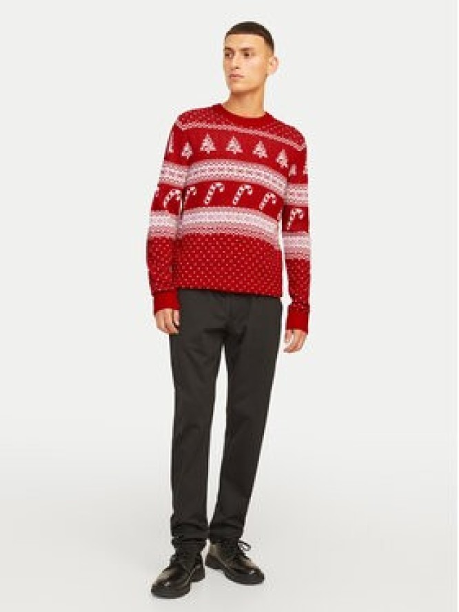 Jack & Jones Sweter Xmas Gabriel 12266118 Czerwony Regular Fit