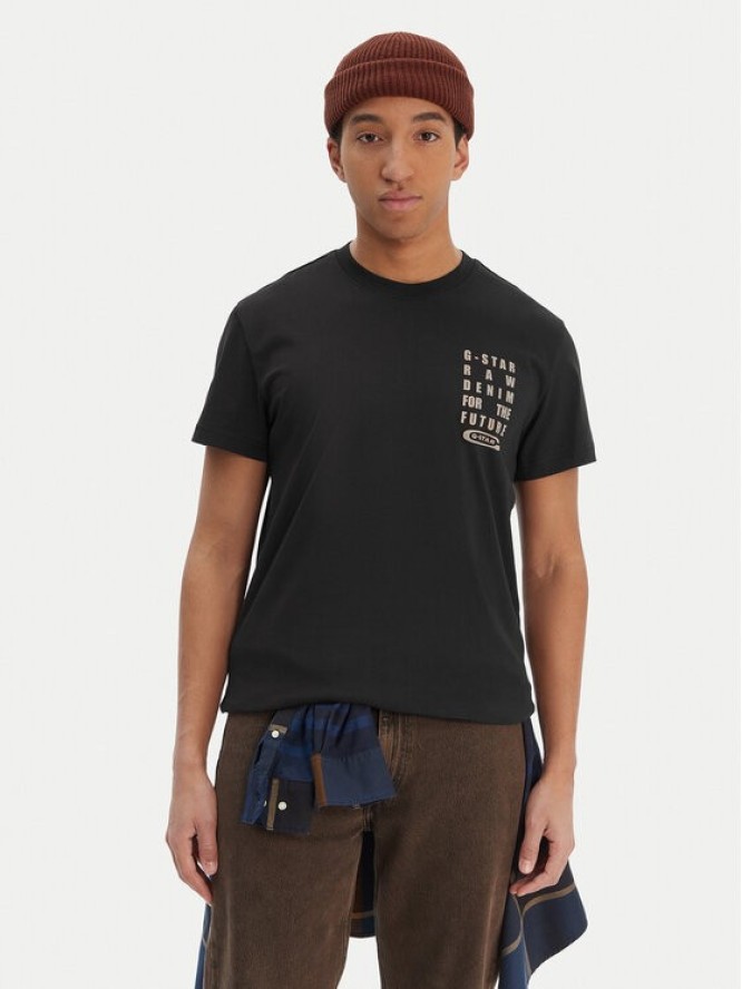 G-Star Raw T-Shirt Text Chest D25968-C506 Czarny Regular Fit