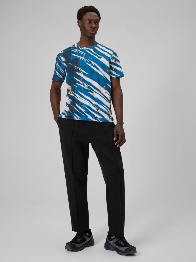 4F T-shirt regular z nadrukiem męski - multikolor XXL