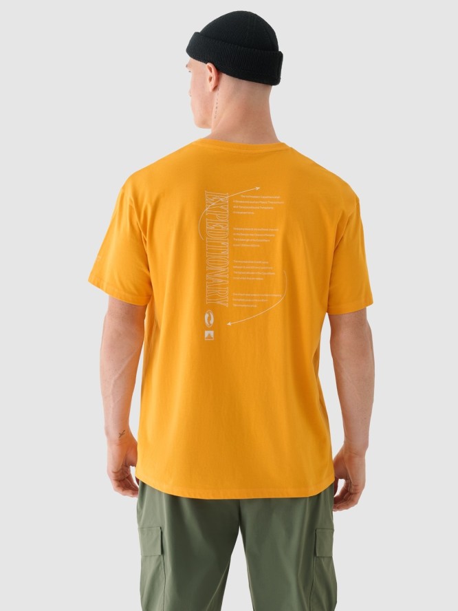 4F T-shirt oversize z nadrukiem męski - pomarańczowy XL