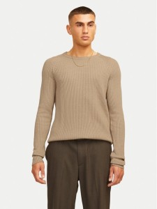 Jack & Jones Sweter Pannel 12258471 Beżowy Regular Fit