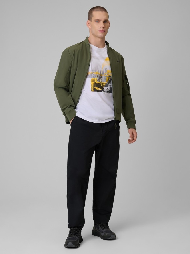 4F T-shirt regular z nadrukiem męski - biały XXL