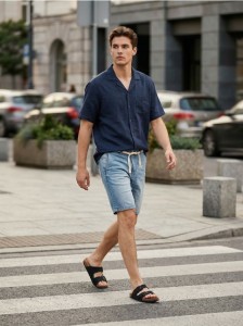 Szorty jeansowe slim - niebieski