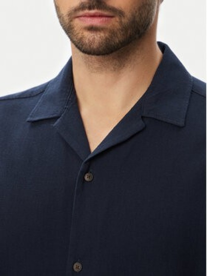 Jack & Jones Koszula Global Waffle Resort 12295551 Granatowy Relaxed Fit