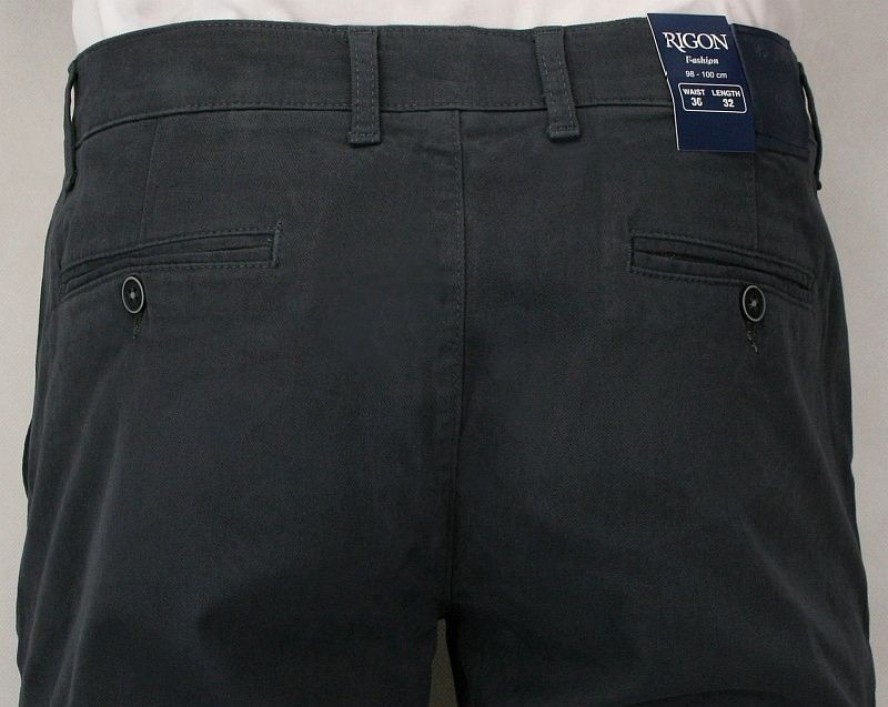 Męskie Spodnie Bawełniane, Chinosy, Zwężane, Grafitowe