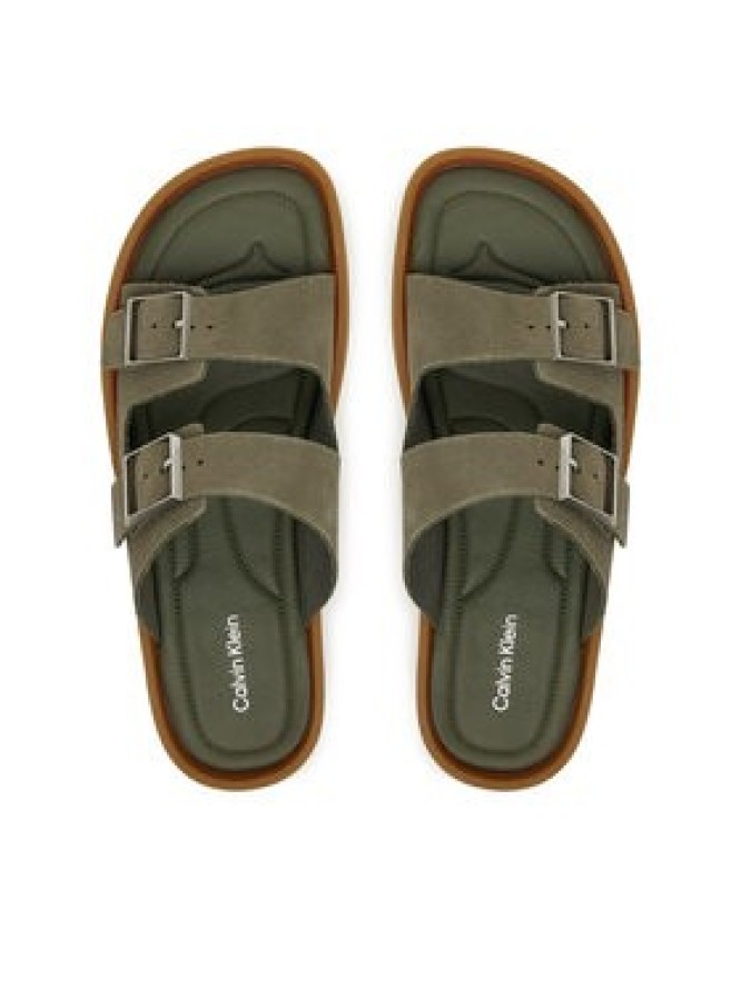 Calvin Klein Klapki Ergon Double Bar Sandal Su HM0HM02094 Zielony