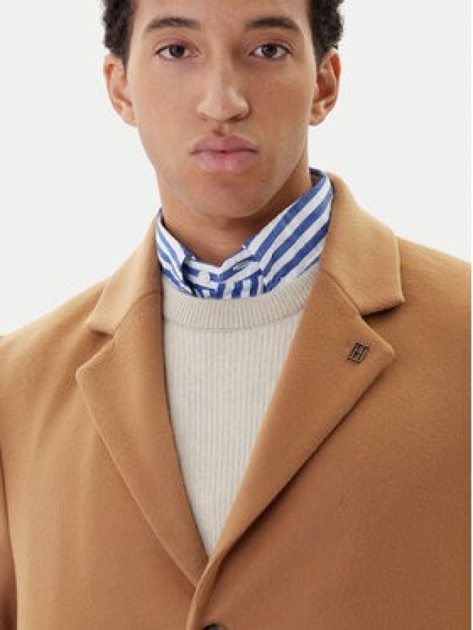 Tommy Hilfiger Płaszcz wełniany MW0MW40768 Brązowy Regular Fit