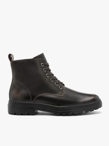 Brązowe trzewiki ze skóry licowej