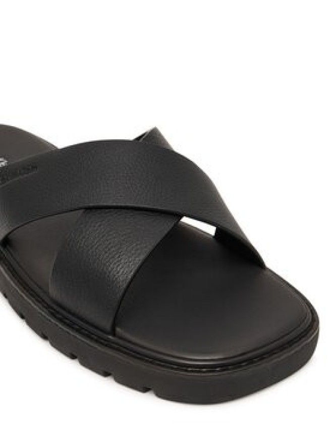 Calvin Klein Klapki Sq Molded Sandal Xcross Lth HM0HM02235 Czarny