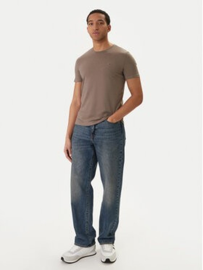 Tommy Jeans T-Shirt DM0DM20363 Beżowy Slim Fit