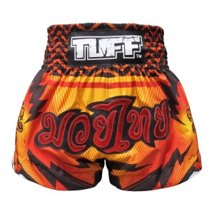 Spodenki treningowe TUFF Orange With Black Thunderbolt & Double Tiger