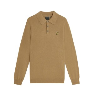 Wełniana koszulka polo z długim rękawem Lyle & Scott