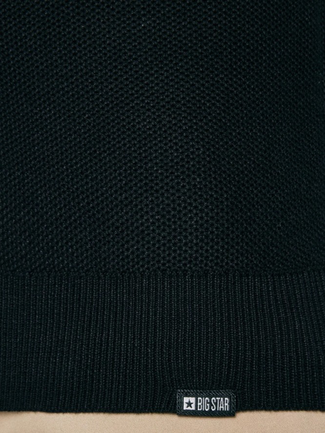 Sweter męski rozpinany ze stójką czarny Olafi 906