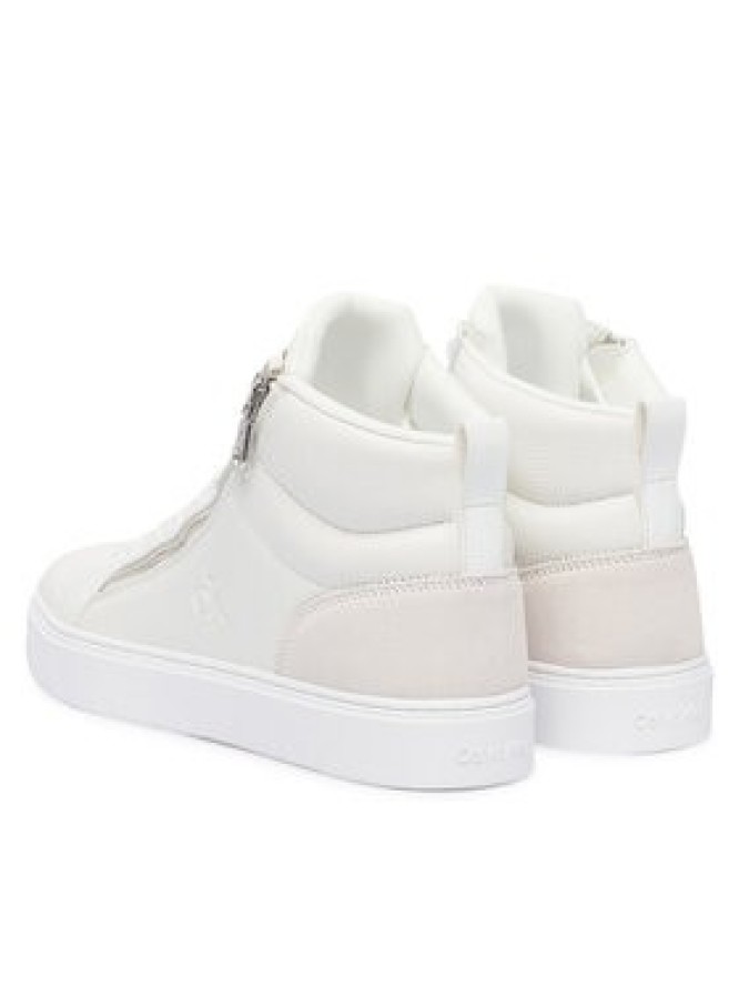 Calvin Klein Sneakersy Classic Cup Mid Laceup Zip Lth YM0YM01428 Biały