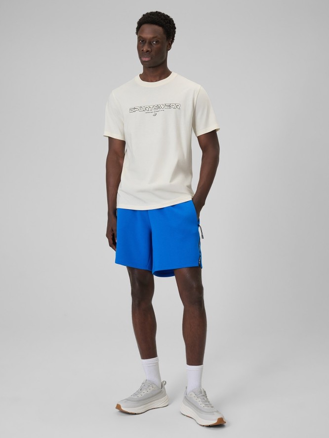 4F T-shirt regular z nadrukiem męski - beżowy L