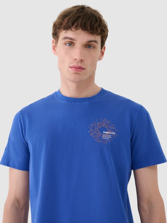 4F T-shirt regular z nadrukiem męski - niebieski L