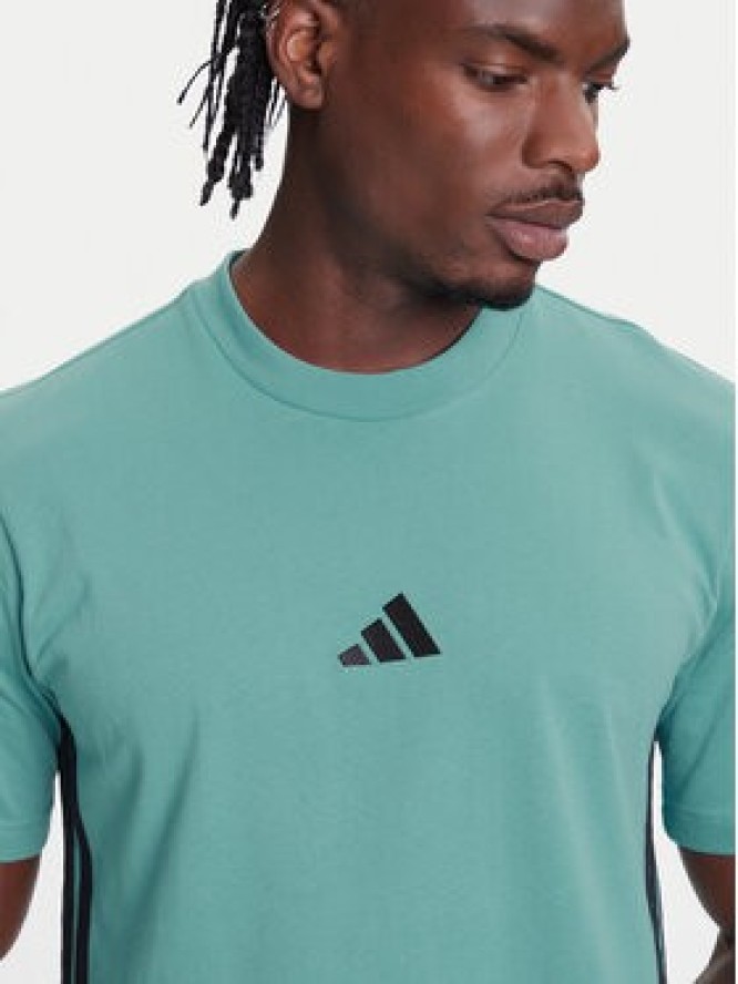 adidas T-Shirt Essentials 3-Stripes JX0732 Turkusowy Regular Fit