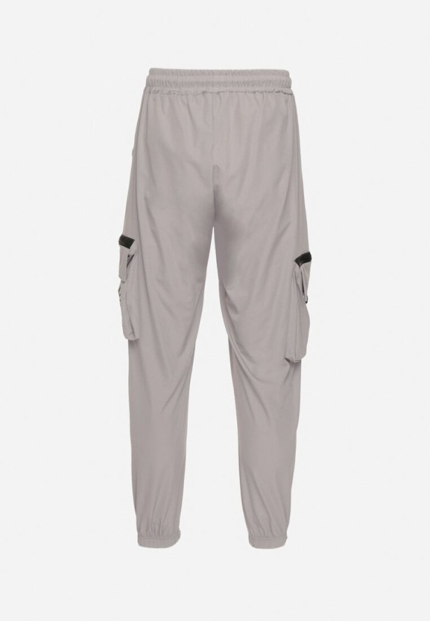Szare Spodnie Dresowe w Stylu Cargo Efalitha