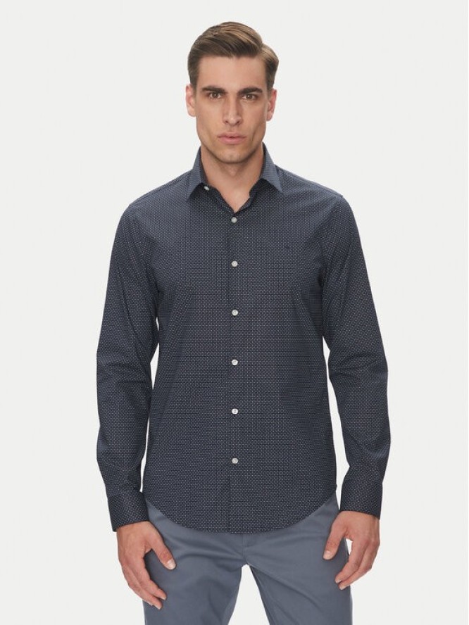 Calvin Klein Koszula LV019EU005 Granatowy Slim Fit
