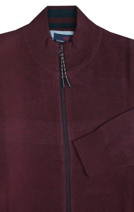 Rozpinany Sweter Bawełniany (Kardigan) - Adriano Guinari - Bordowy