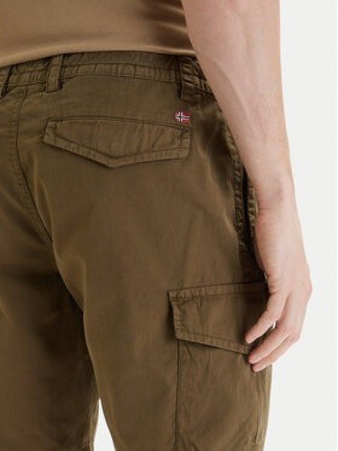 Napapijri Szorty materiałowe N-Deline NP0A4HOT Khaki Regular Fit