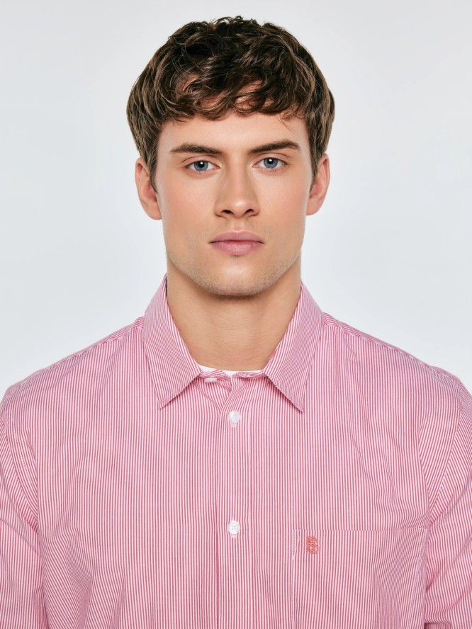 Koszula męska w prążek czerwona Cosiser 603