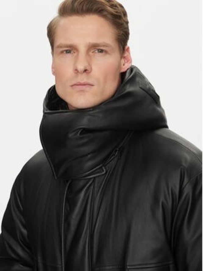 HUGO Kurtka z imitacji skóry Misian2441 50522494 Czarny Relaxed Fit