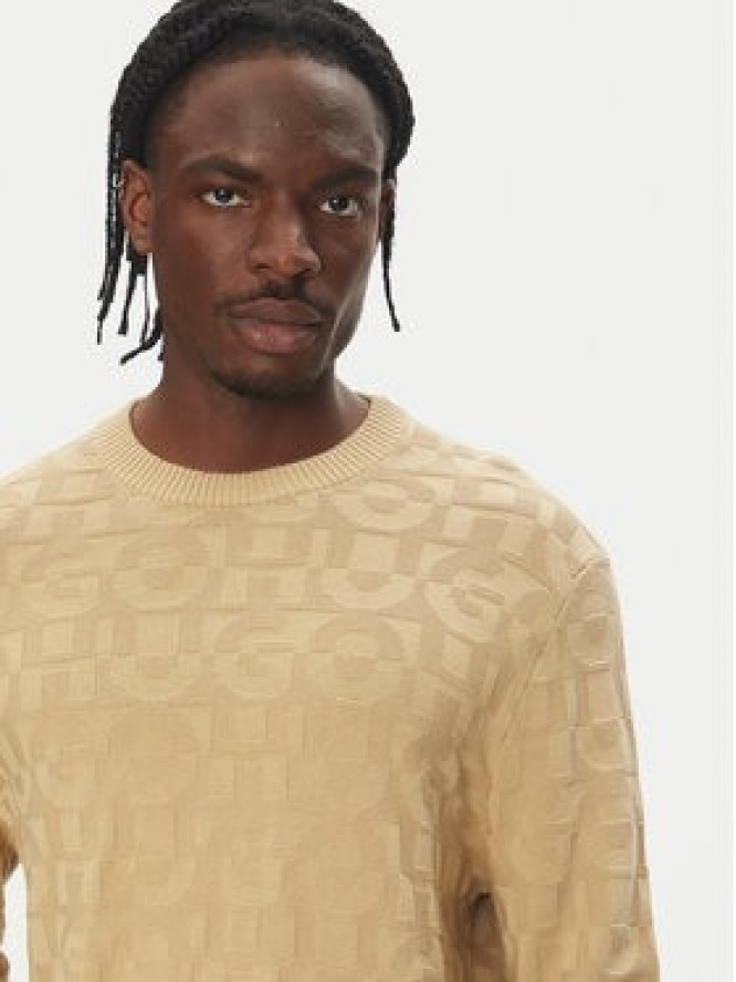 HUGO Sweter 50543785 Beżowy Regular Fit