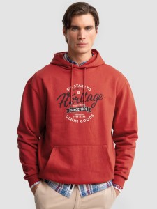 Bluza męska z kapturem z nadrukiem czerwona Herity 704