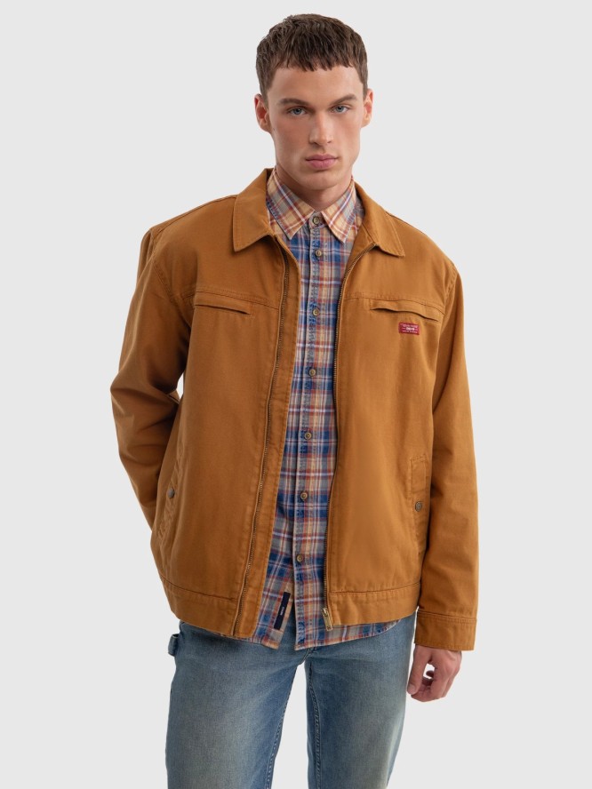 Koszula męska bawełniana w kratę granatowo-pomaraŅczową Indigis 402