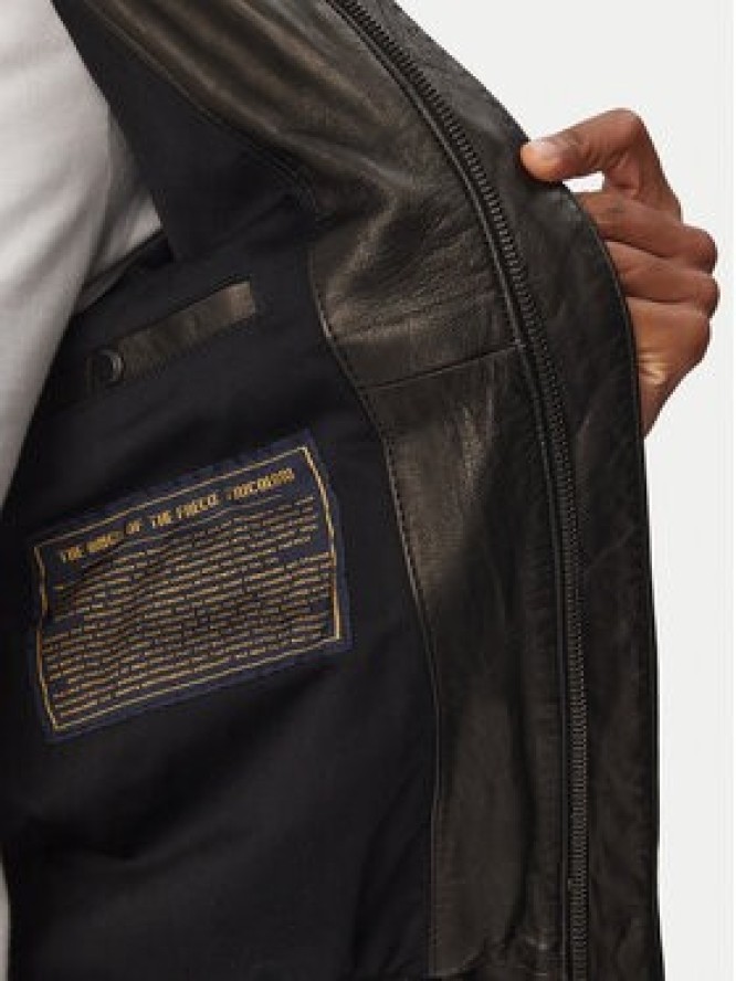 Aeronautica Militare Kurtka skórzana 261PN5057U100839 Czarny Regular Fit