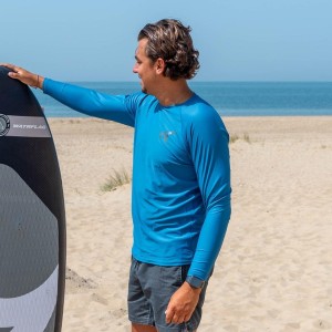 Męska koszulka surfing Watrflag Barcelona LS Bodyfit Niebieski